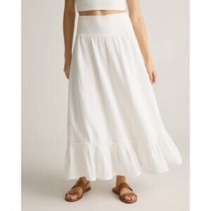 Quince 100% Organic Cotton Gauze Smocked Maxi Skirt
